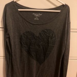 Grey Heart Long Sleeve Top